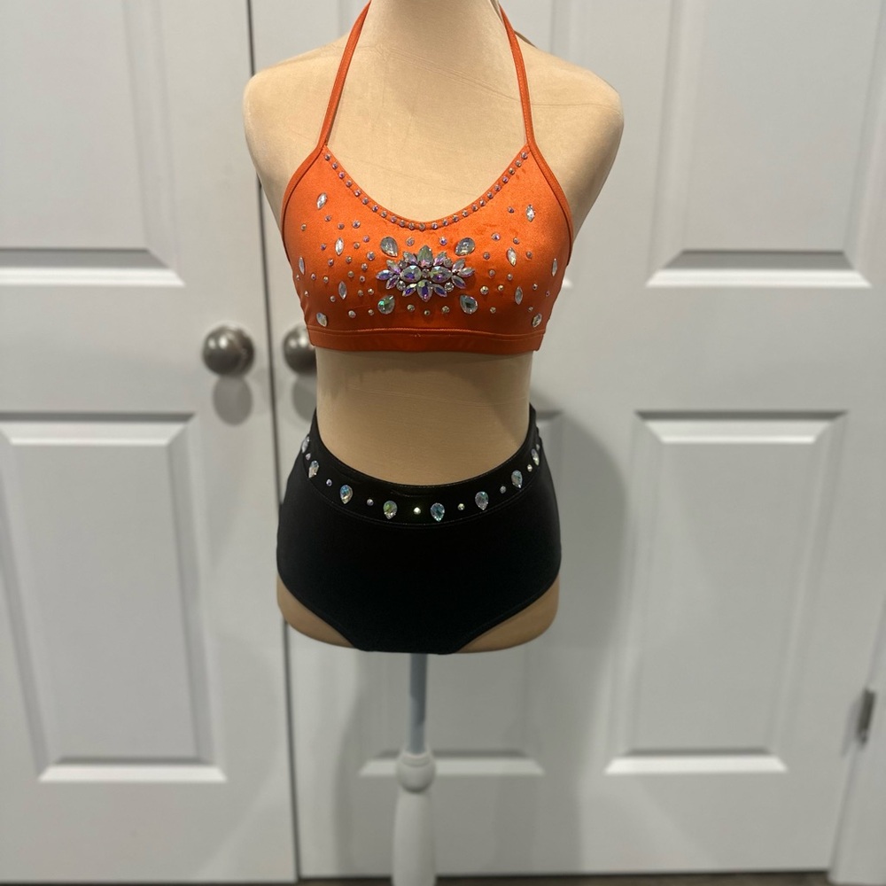 Weissman Orange and Black Two-Piece Set